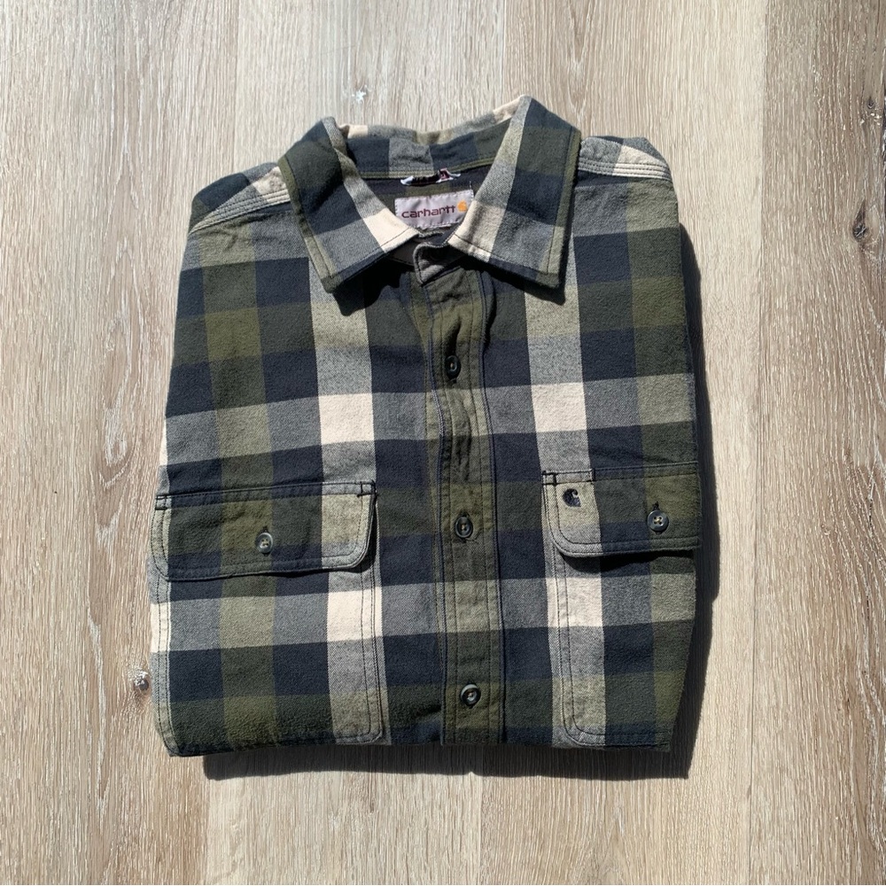 Carhartt Black and Green Plaid Shirt Jacket